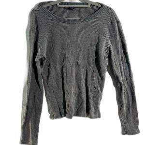 GAP Grey 100% Cotton cRibbed Knit Crewneck Long Sleeve Sweater Medium